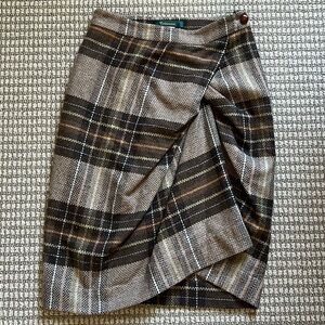 Anthropologie Brown Plaid Skirt